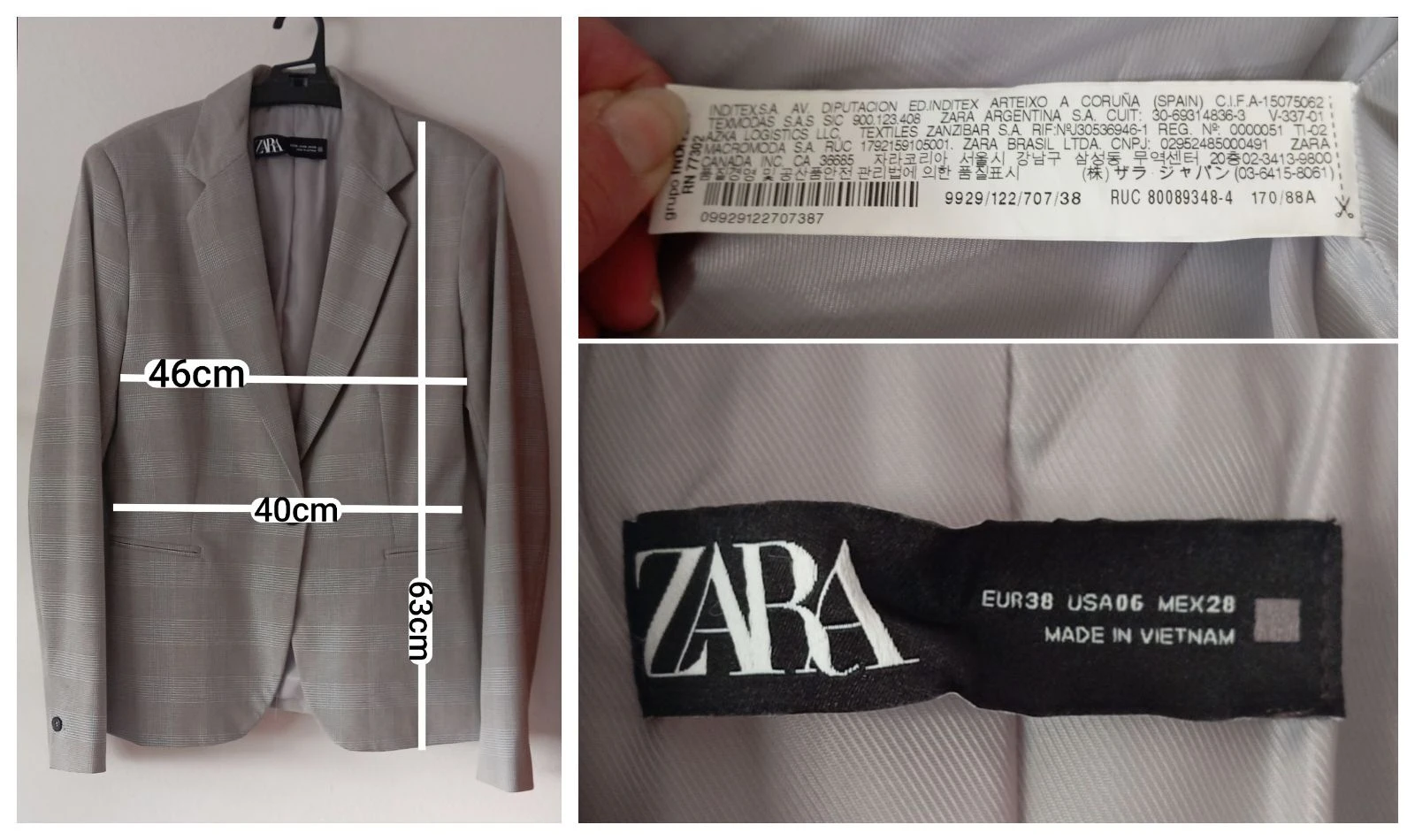Blazer Zara de cuadros Gris/azul claro/beige S/36 – photo 4